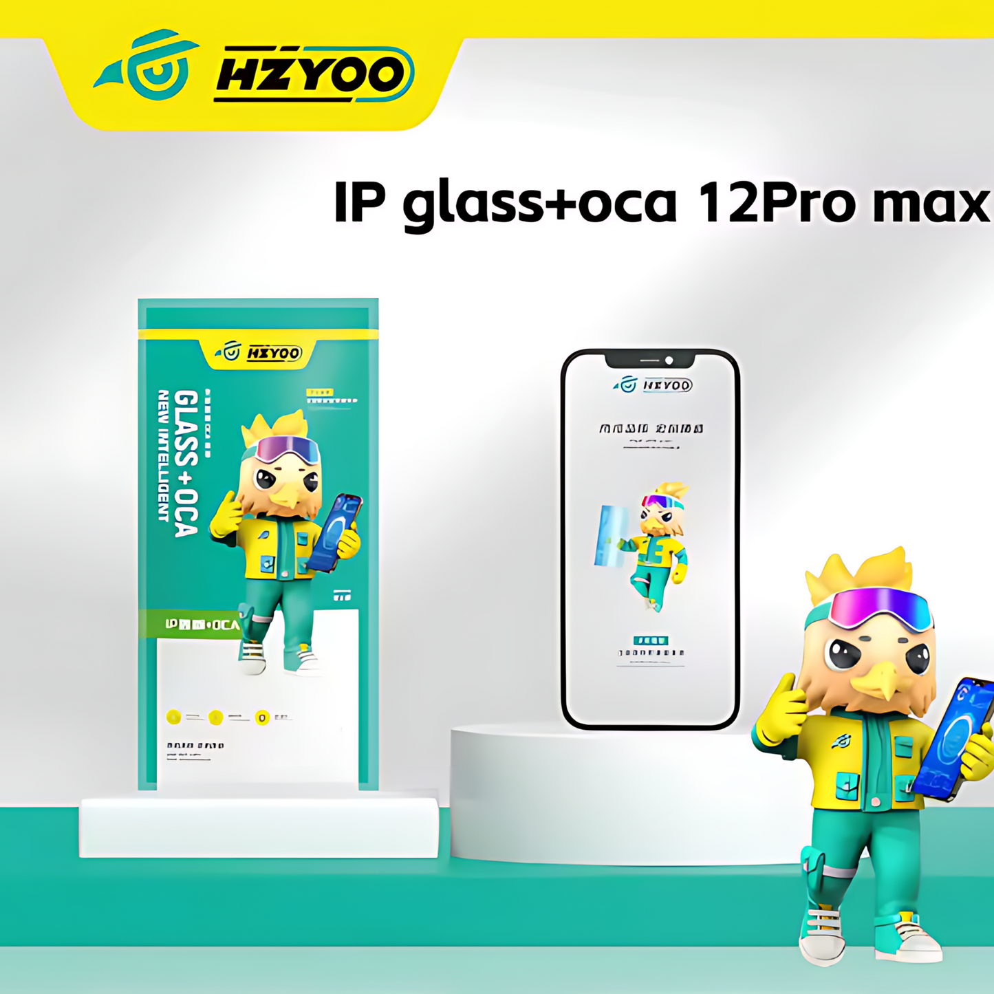 HZYOO GLASS CON OCA PARA IPHONE SERIE 12 - 16