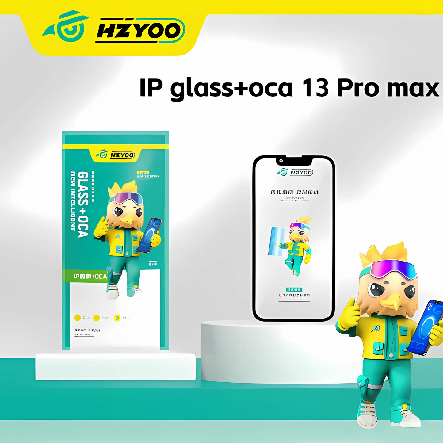 HZYOO GLASS CON OCA PARA IPHONE SERIE 12 - 16