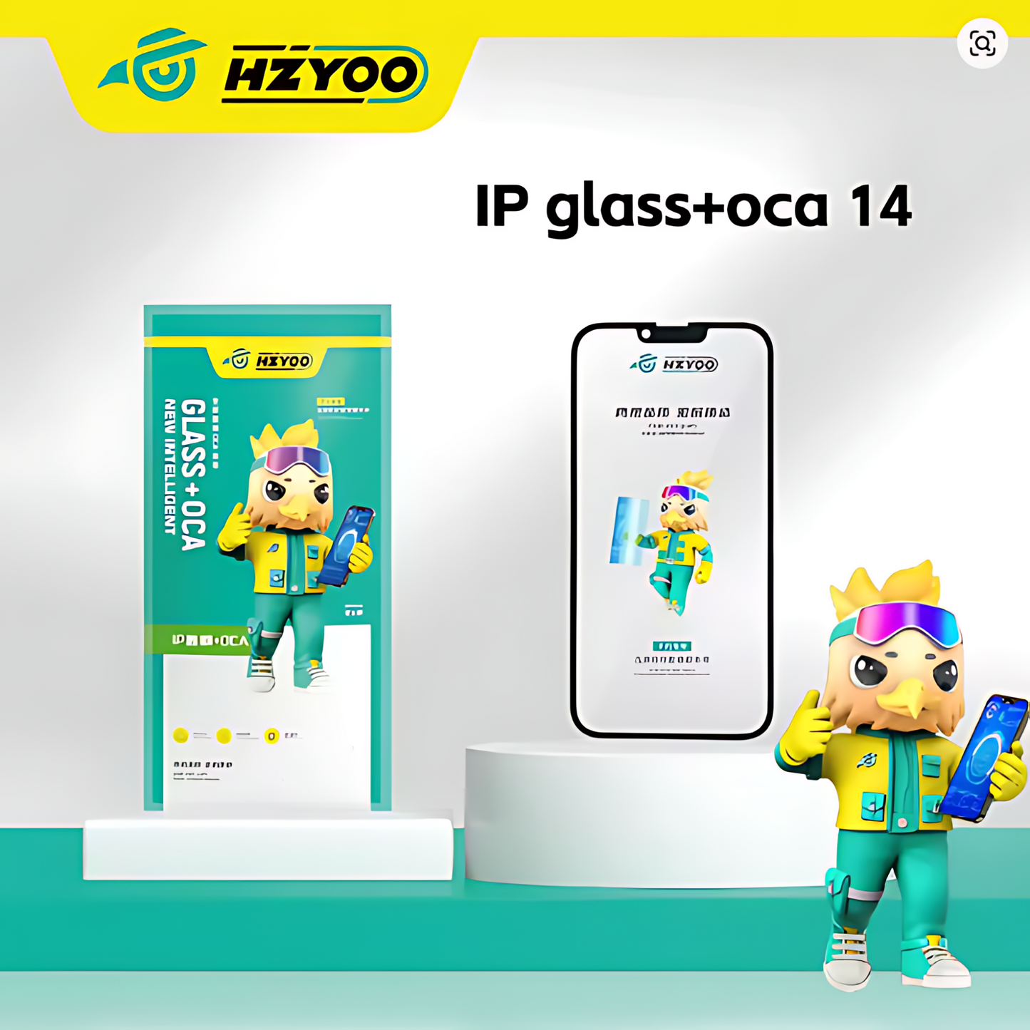 HZYOO GLASS CON OCA PARA IPHONE SERIE 12 - 16