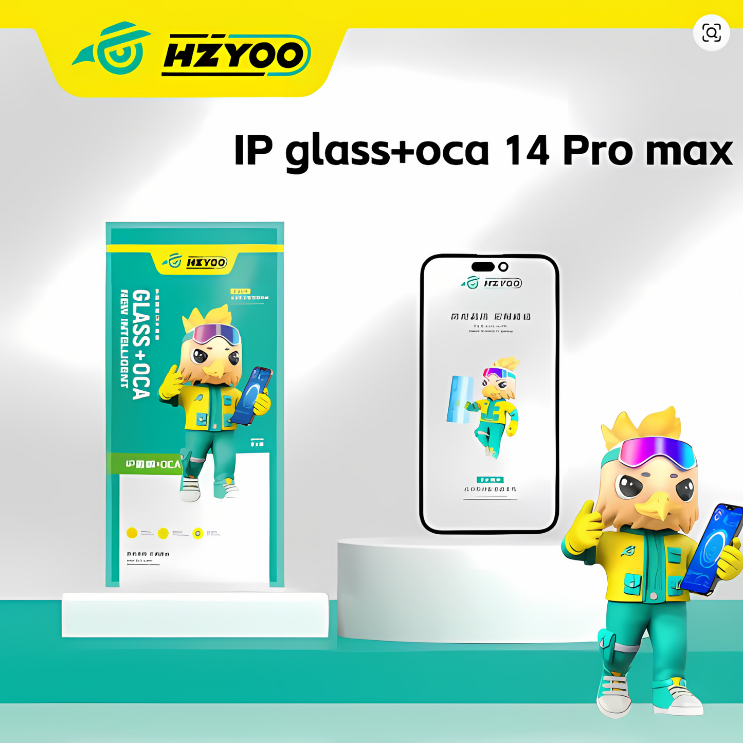 HZYOO GLASS CON OCA PARA IPHONE SERIE 12 - 16