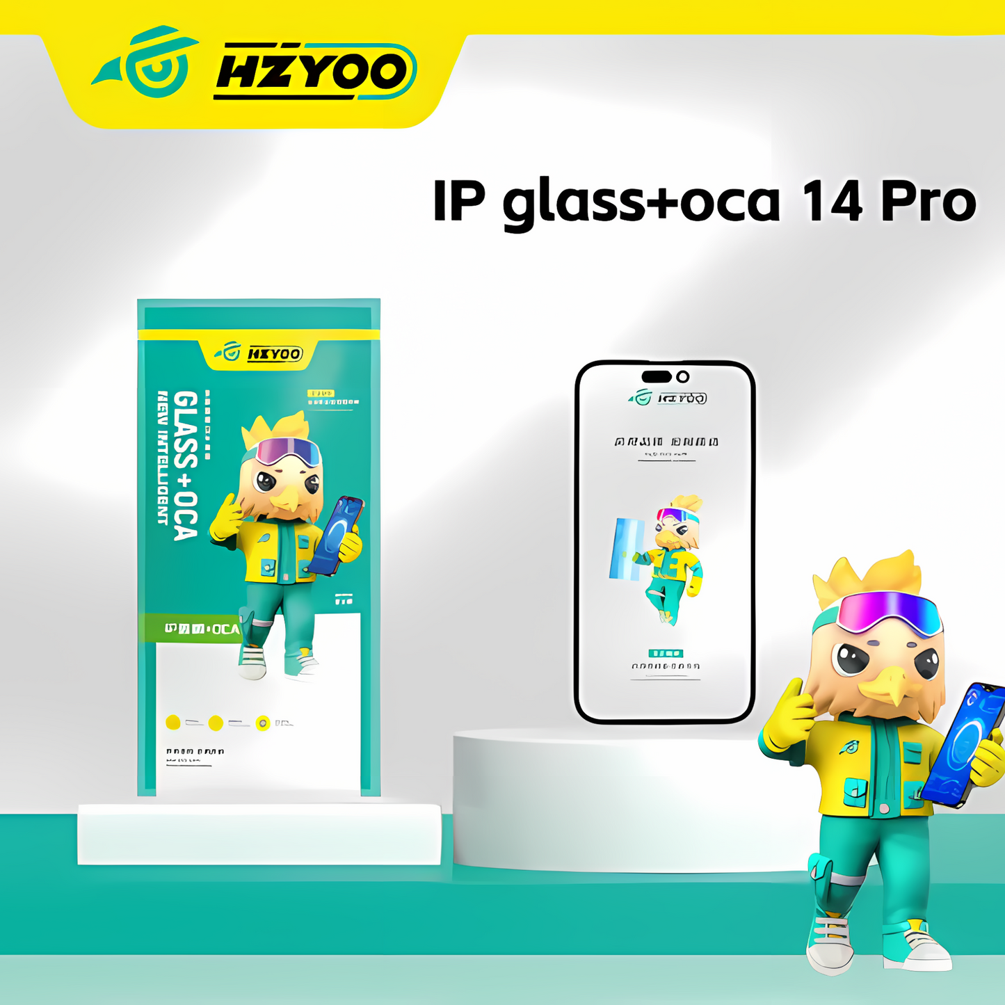 HZYOO GLASS CON OCA PARA IPHONE SERIE 12 - 16