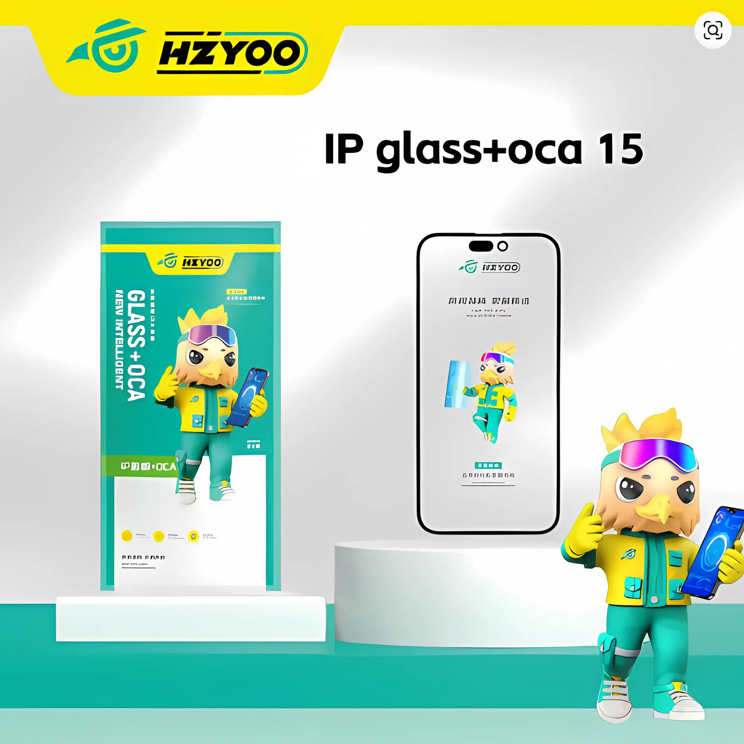 HZYOO GLASS CON OCA PARA IPHONE SERIE 12 - 16