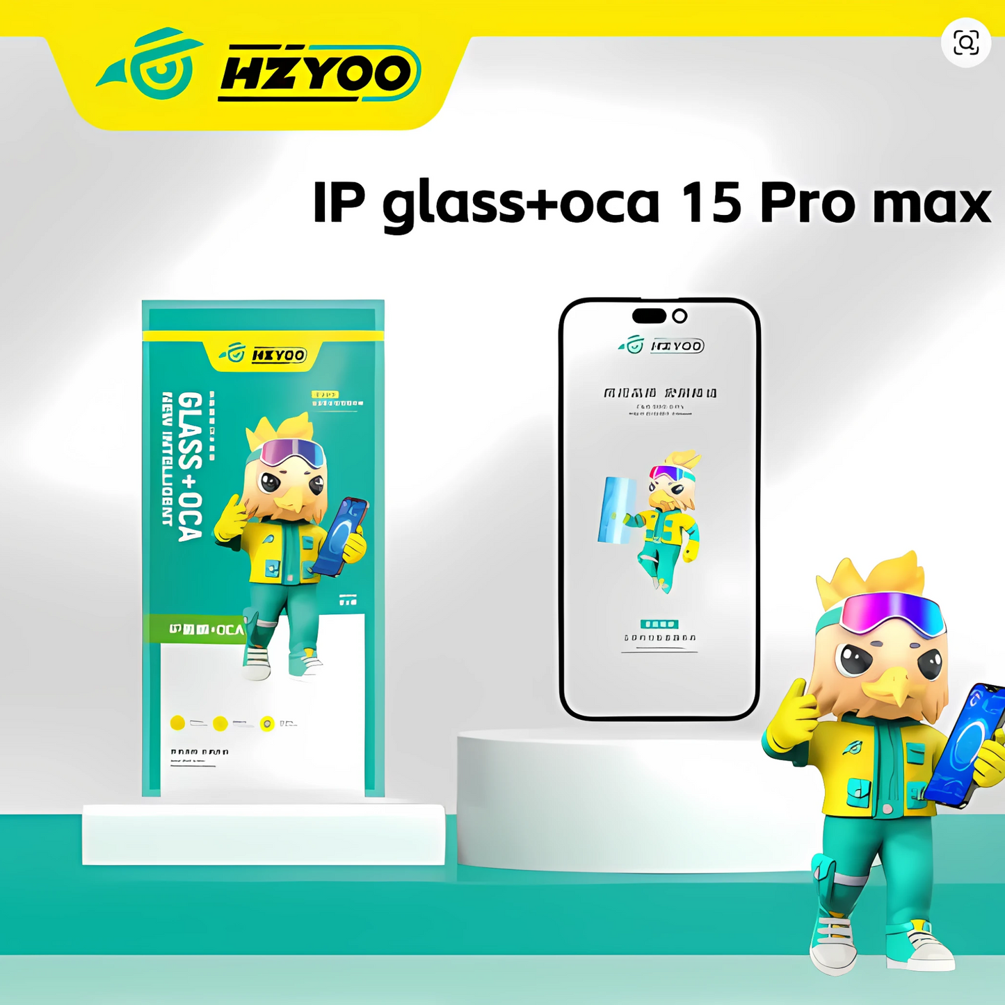 HZYOO GLASS CON OCA PARA IPHONE SERIE 12 - 16