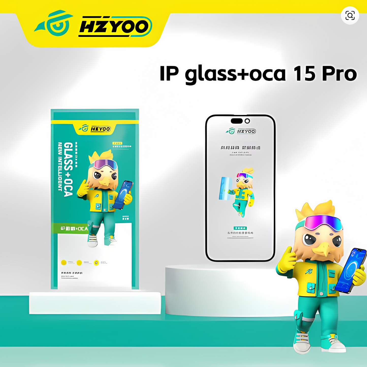 HZYOO GLASS CON OCA PARA IPHONE SERIE 12 - 16