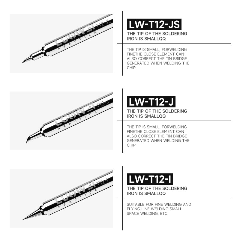 LUOWEI PUNTAS PARA CAUTIN LW-T12 (BISELADA, CURVA Y RECTA)