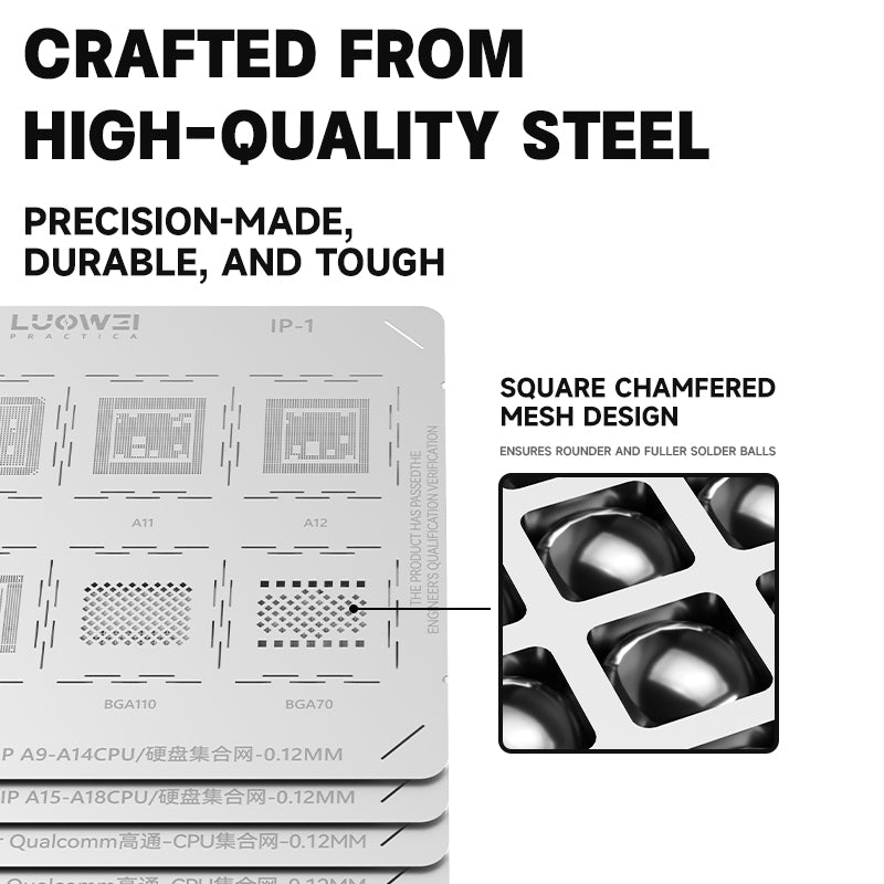 LUOWEI JUEGO STENCIL PARA CPU (13pzas) - MTK - iPhone A9-A18 Pro - HiU - SD
