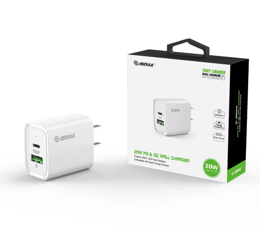 ESOULK CARGADOR DE PARED CARGA RAPIDA 20W BLANCO