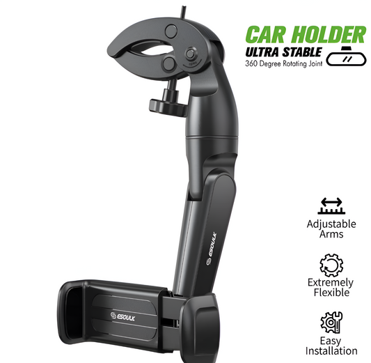 ESOULK SOPORTE DE CELULAR PARA ESPEJO RETROVISOR DE COCHE NEGRO