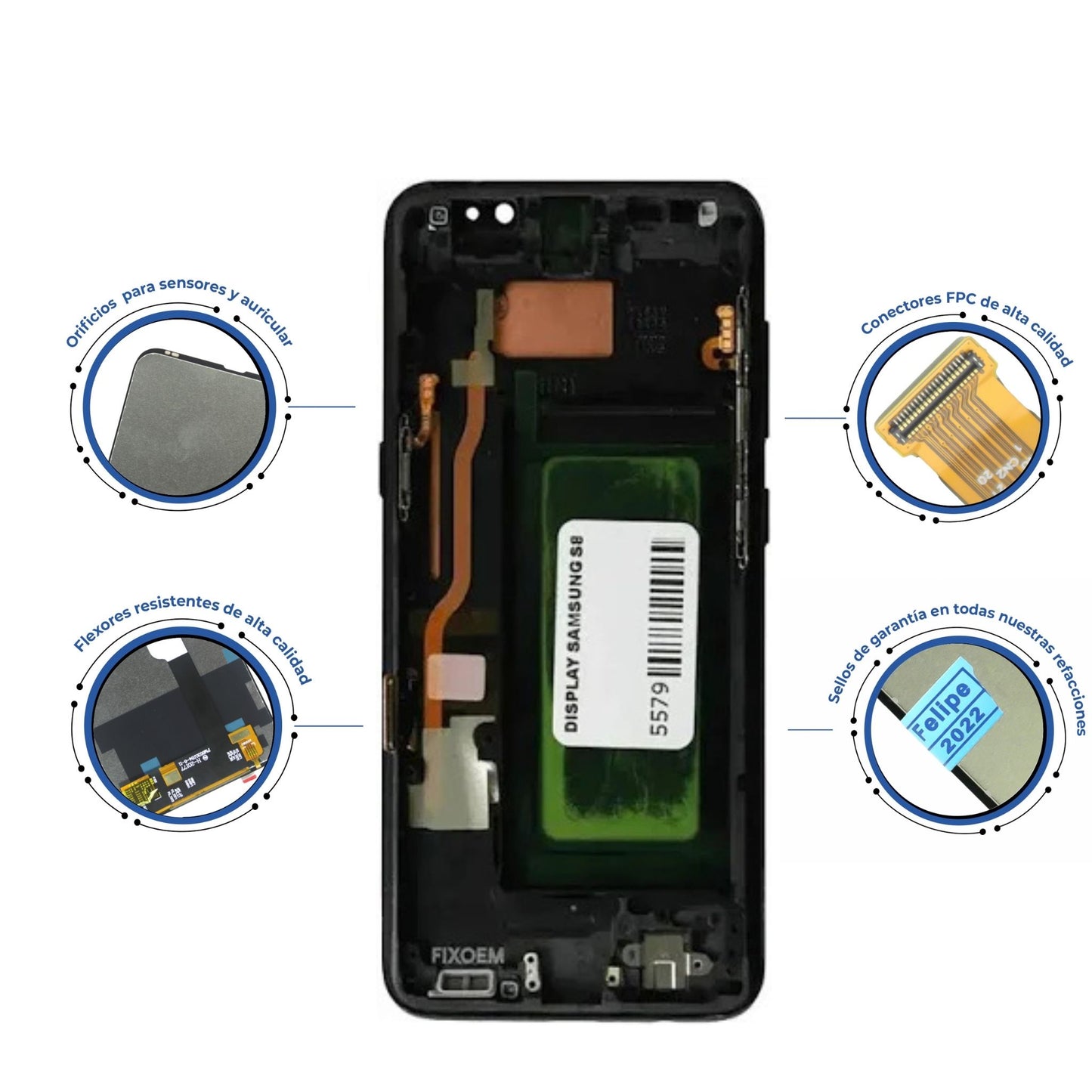 PANTALLA SAMSUNG S8 NEGRO CON MARCO OLED