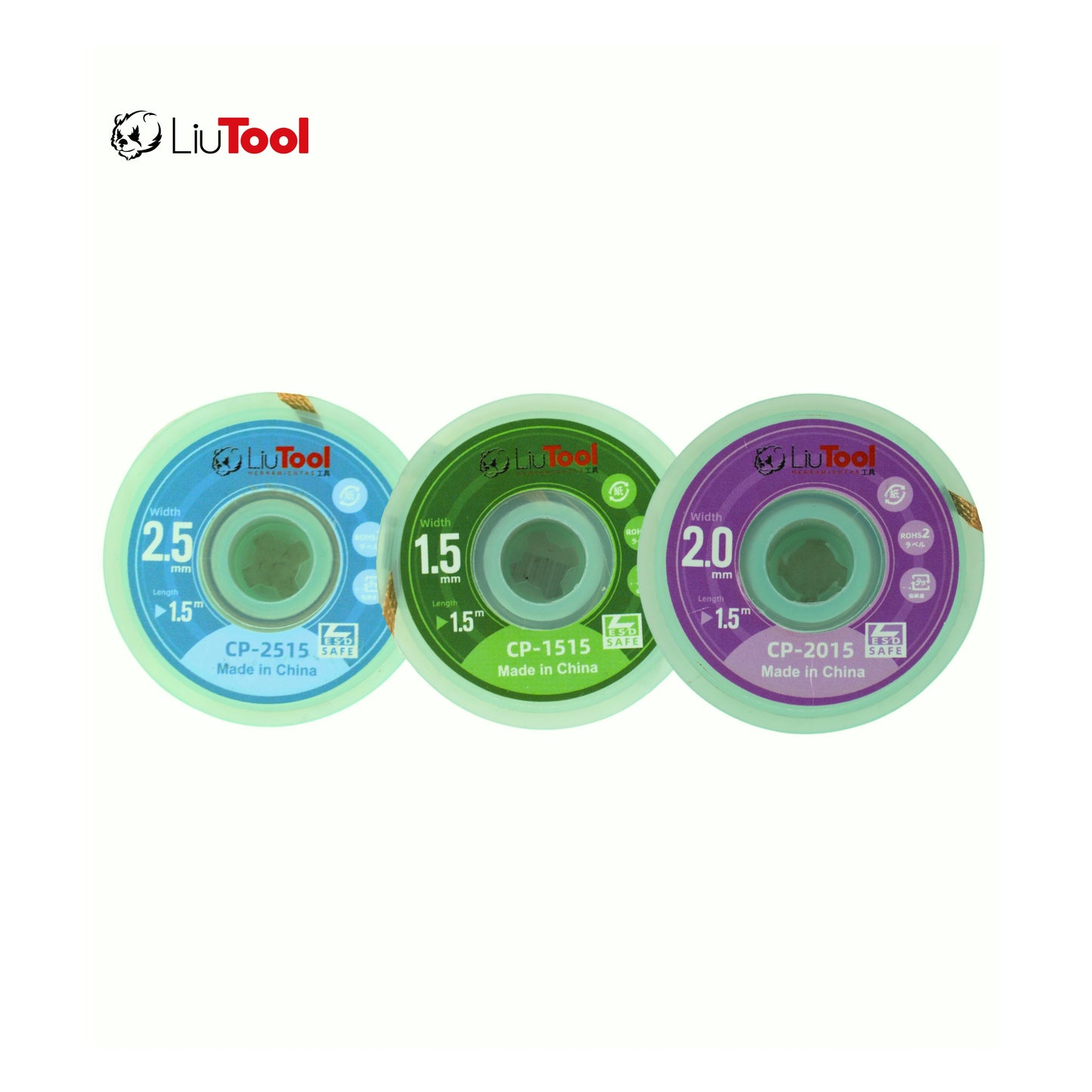 LIUTOOL COMBO MALLA DESOLDADORA 3PZAS (1.5MM + 2MM + 2.5MM)