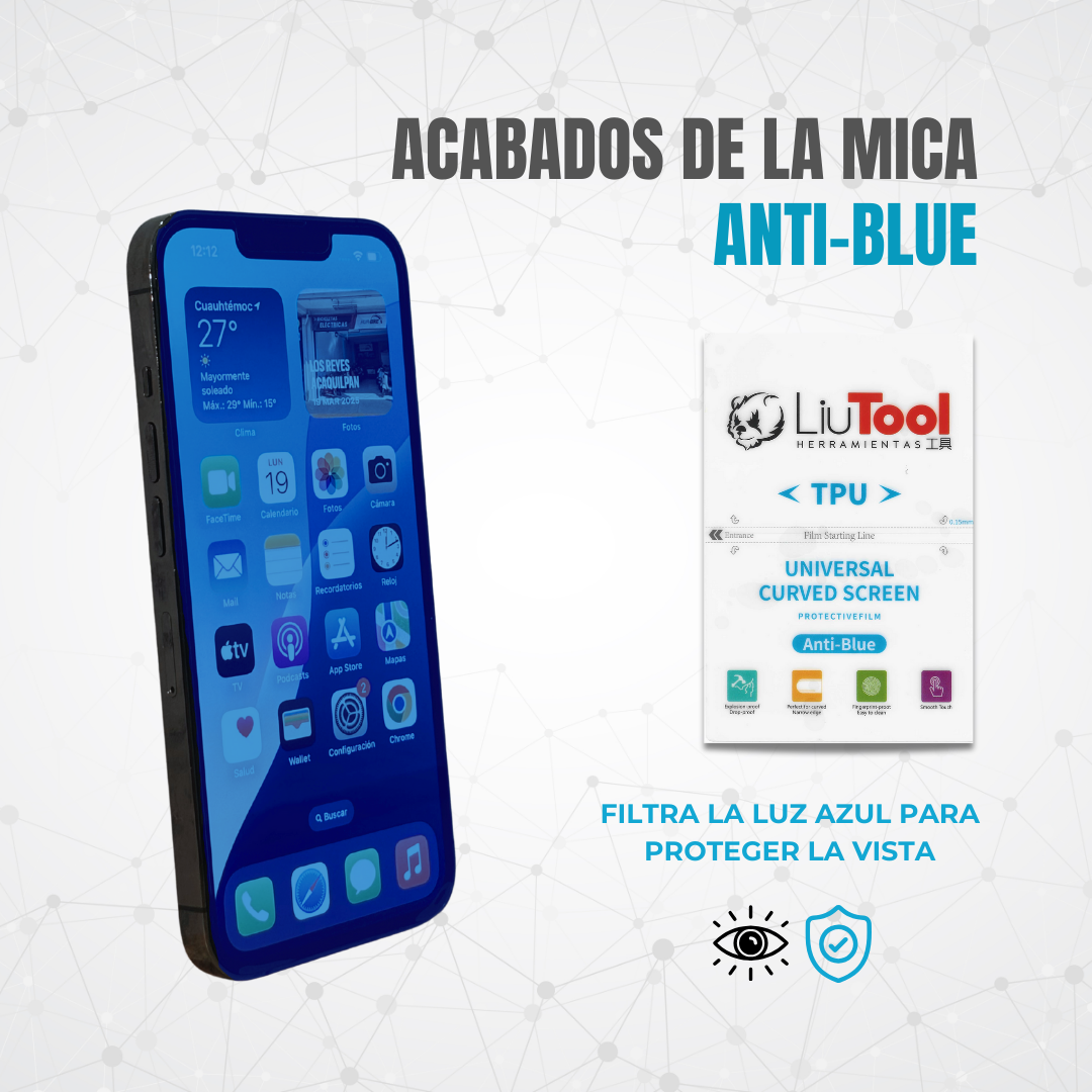 LIUTOOL COMBO MIX TPU HIDROGEL 20 HD, 10 MATE, 10 ANTI-BLUE, 10 PRIVACIDAD MATE