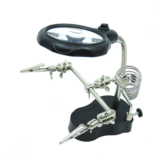 SOPORTE Y LUPA CON LUZ LED PARA SOLDAR TE-801