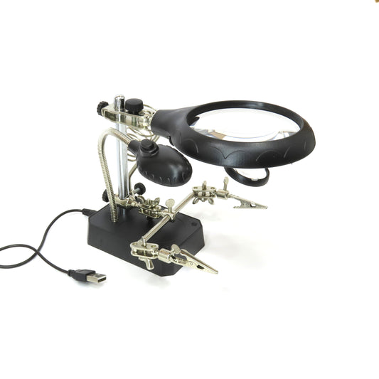 SOPORTE Y LUPA CON LUZ LED PARA SOLDAR TE-800