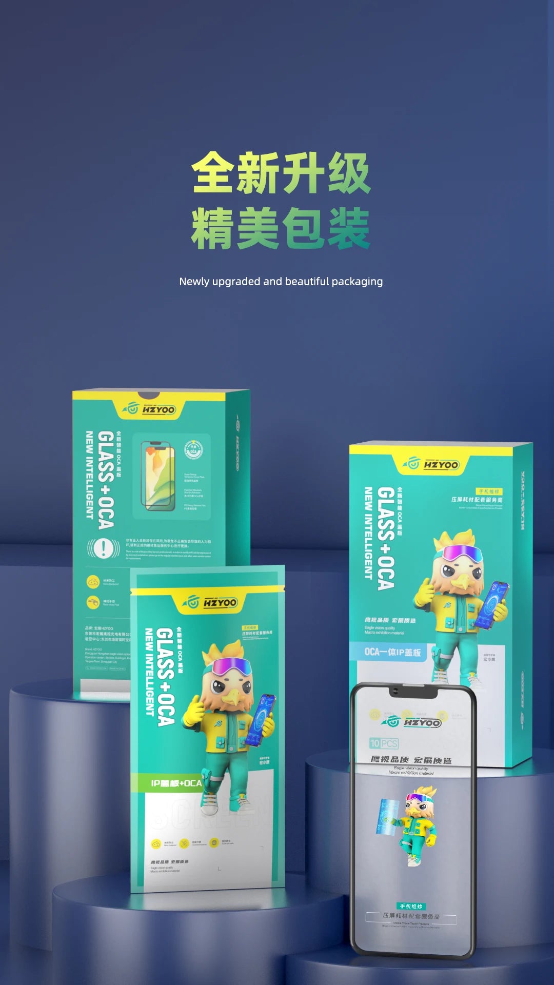 HZYOO GLASS CON OCA PARA IPHONE SERIE 12 - 16