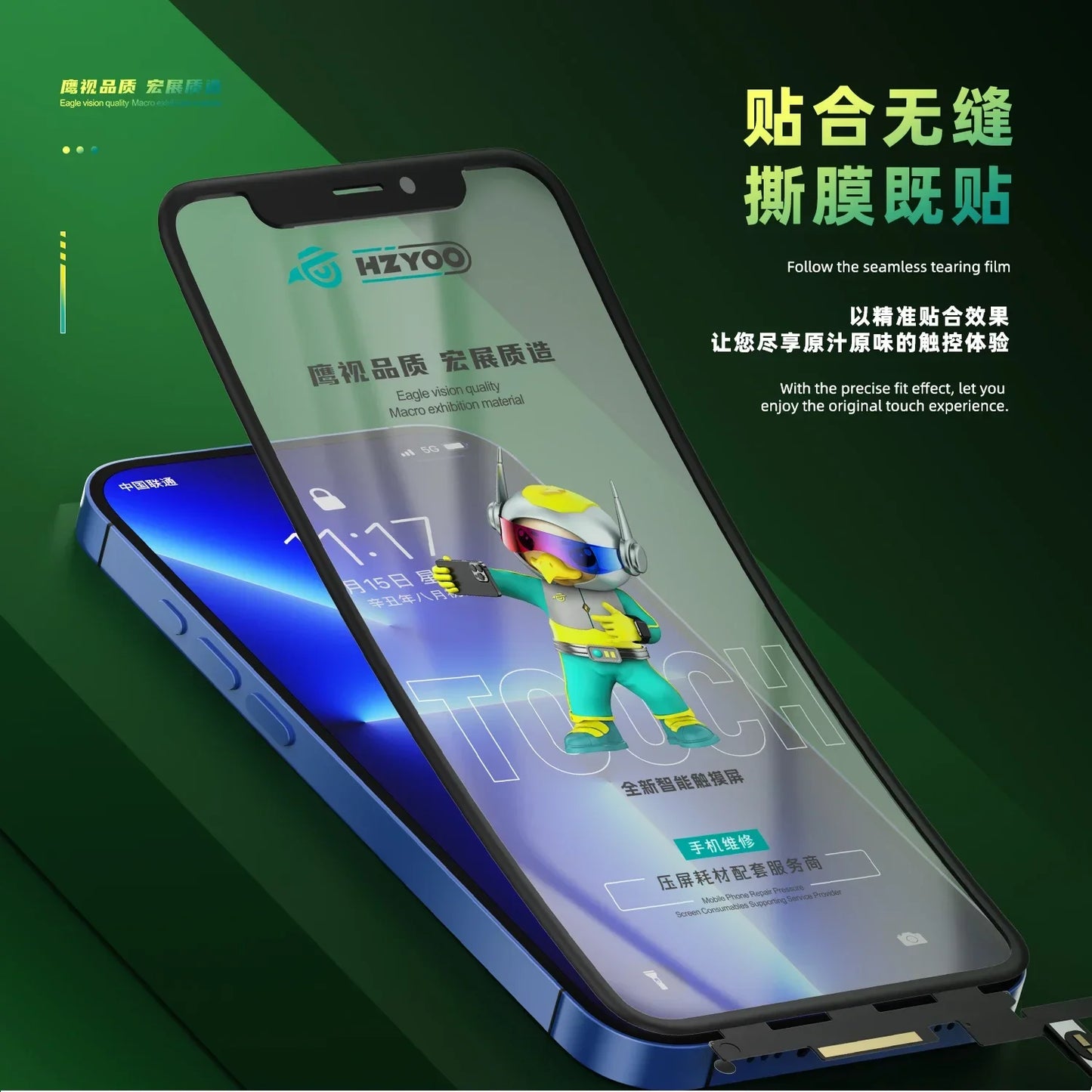 HZYOO TOUCH CON OCA PARA IPHONE SERIE 12 - 14PM CON CAMBIO DE IC