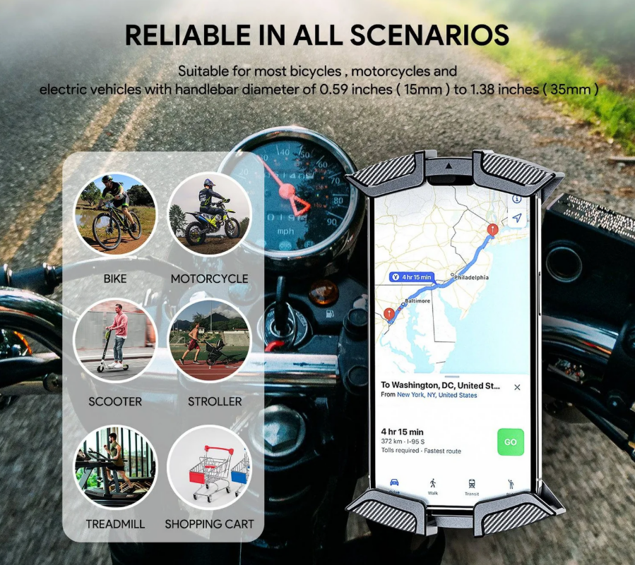 ESOULK BASE PARA BICICLETA O MOTO UNIVERSAL NEGRO
