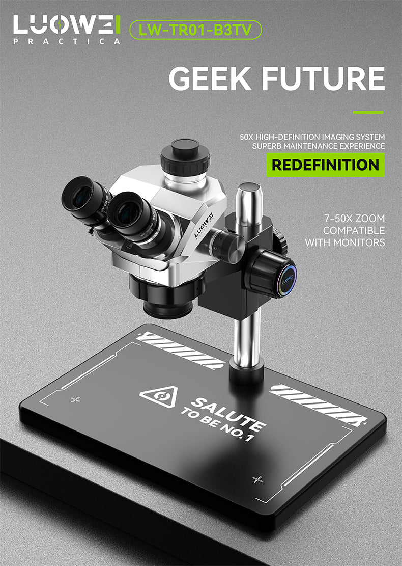 LUOWEI MICROSCOPIO TRINOCULAR GEEK FUTURE CON PANTALLA HD 10.1" LW-TR01-B3TV-DP01