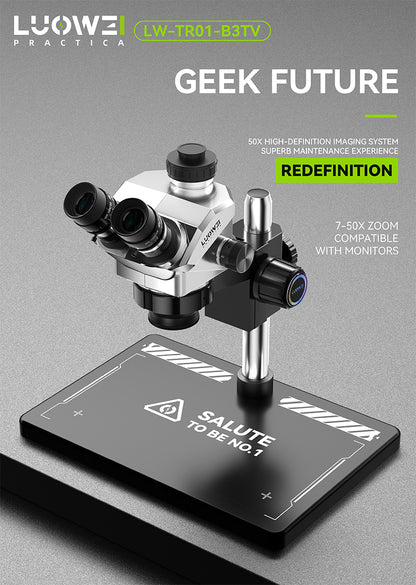 LUOWEI MICROSCOPIO TRINOCULAR GEEK FUTURE CON PANTALLA HD 10.1" LW-TR01-B3TV-DP01