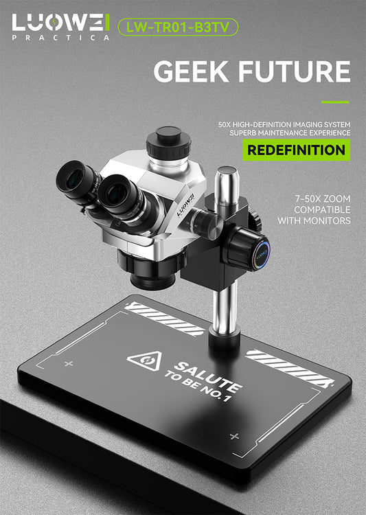 LUOWEI MICROSCOPIO TRINOCULAR GEEK FUTURE CON PANTALLA HD 10.1" LW-TR01-B3TV-DP01