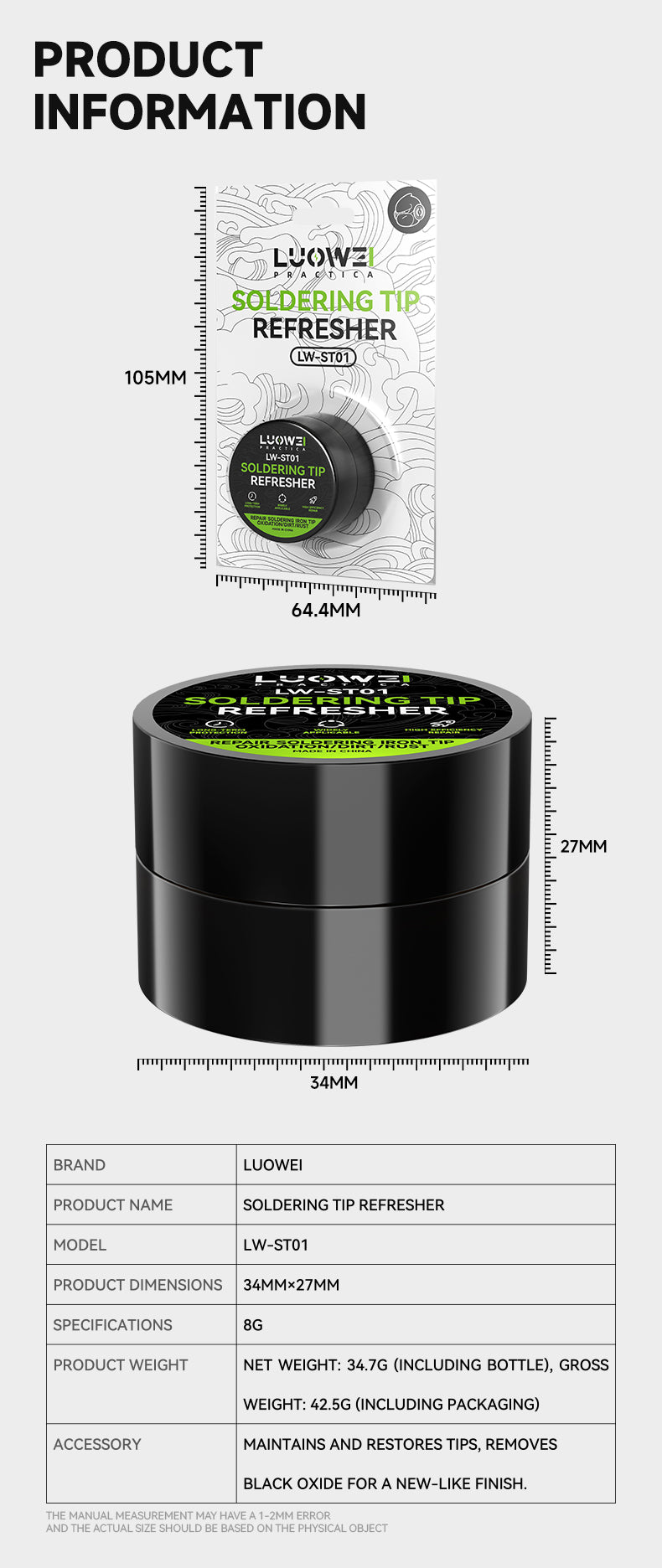 LUOWEI REPARADOR PARA PUNTA DE CAUTIN LW-ST01