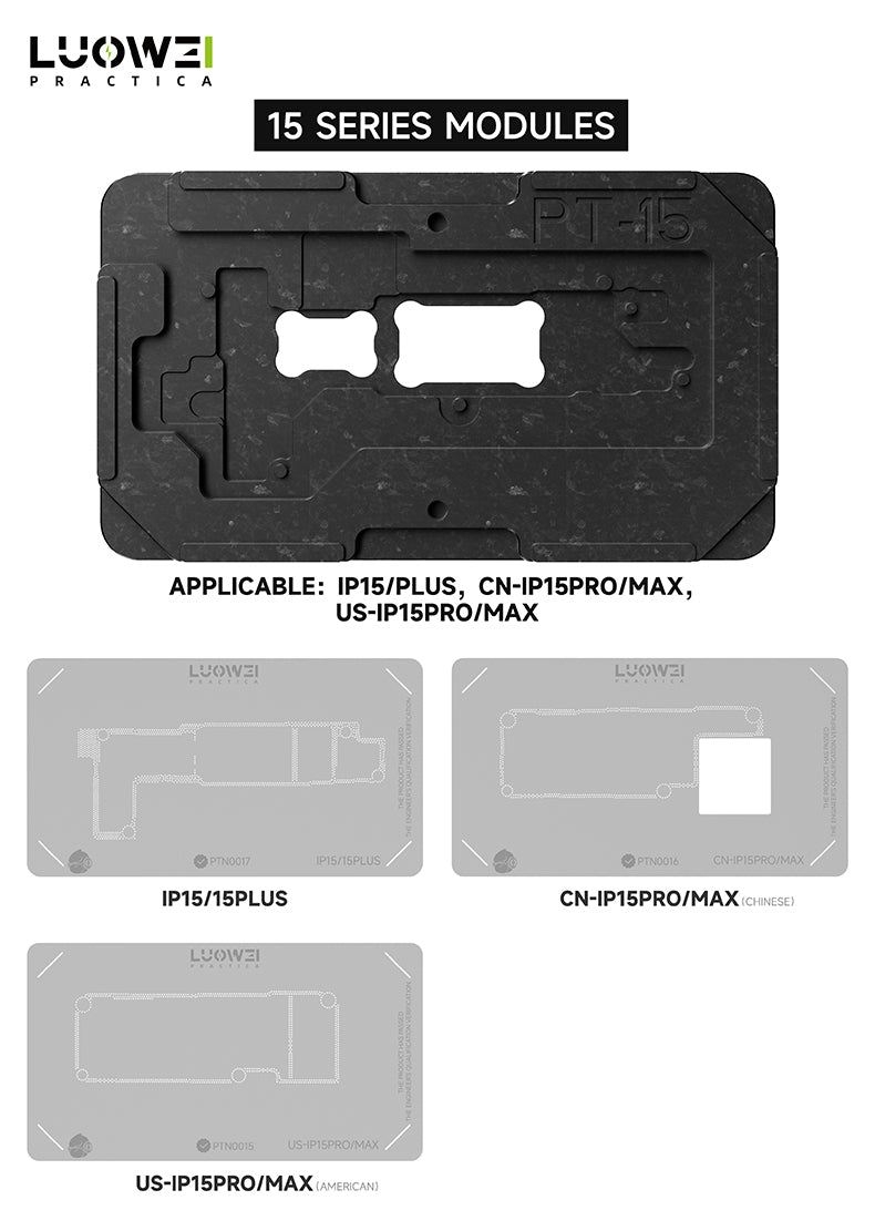 LUOWEI PLATAFORMA CON STENCIL PARA INTERPOSER IPHONE SERIES 15