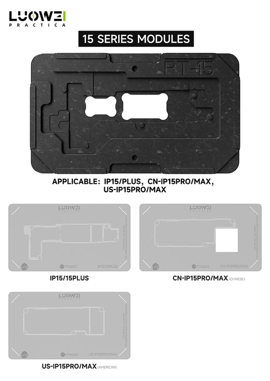 LUOWEI PLATAFORMA CON STENCIL PARA INTERPOSER IPHONE SERIES 15