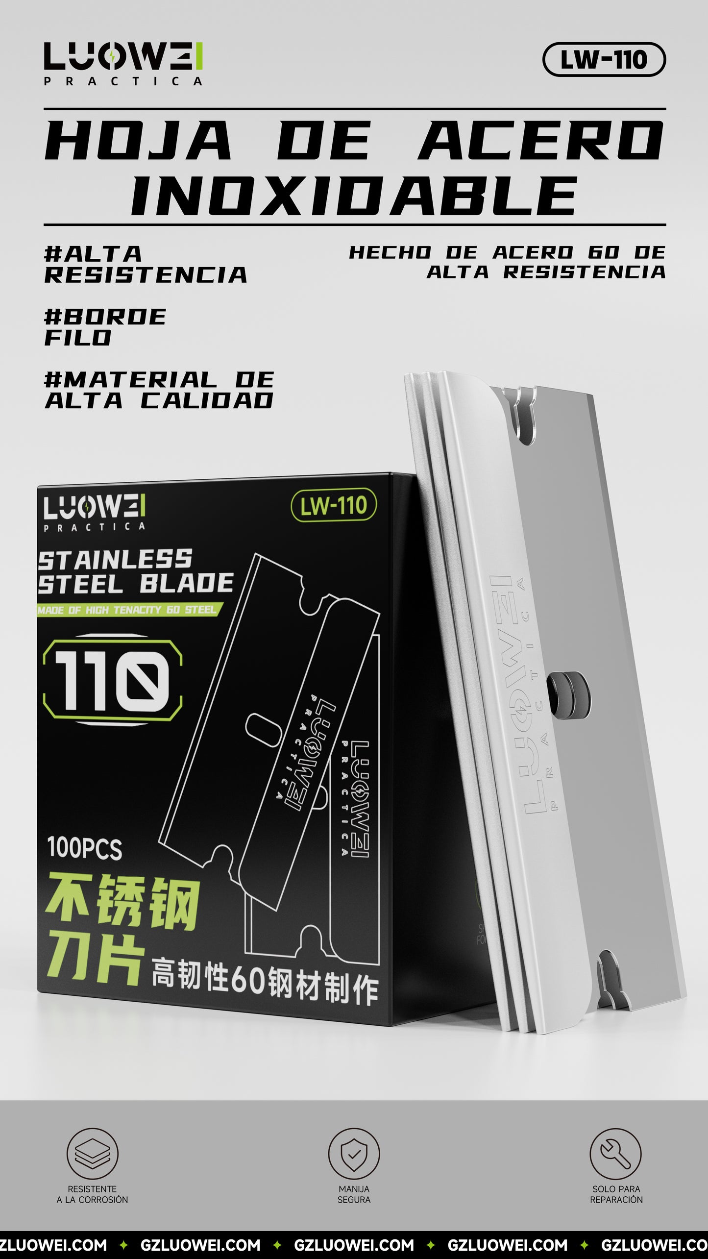 LUOWEI NAVAJA FLEXIBLE DE UN FILO LW-110 CAJA CON 10 PIEZAS