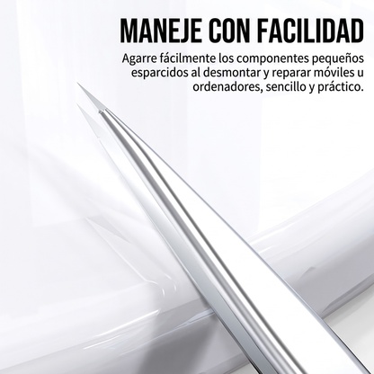 LUOWEI PINZAS DE PRECISION DE ACERO INOXIDABLE DE GRADO AERONATICO PULIDAS A MANO, PUNTA RECTA IS-10