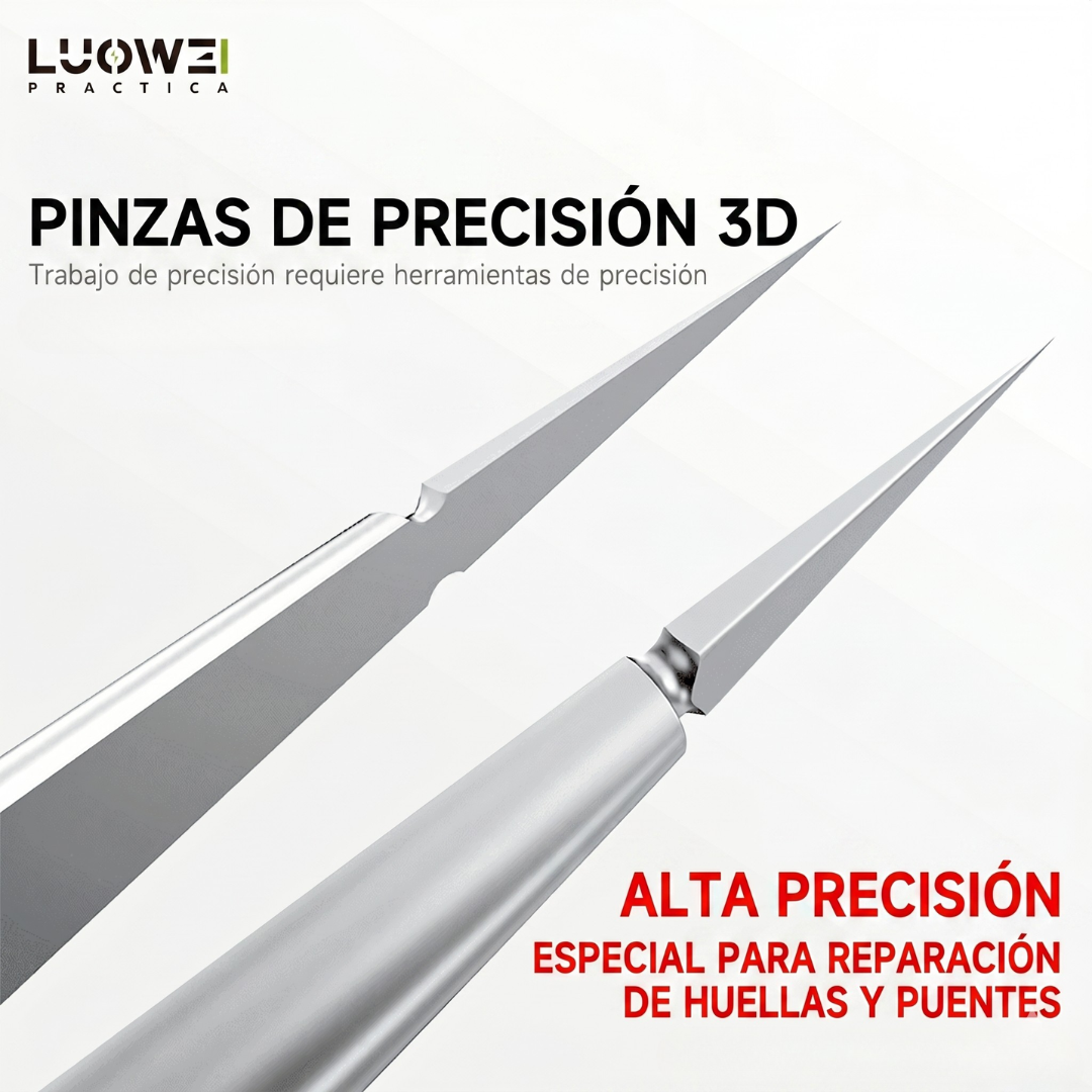 LUOWEI PINZAS DE PRECISION DE ACERO INOXIDABLE DE GRADO AERONATICO PULIDAS A MANO, PUNTA RECTA IS-10