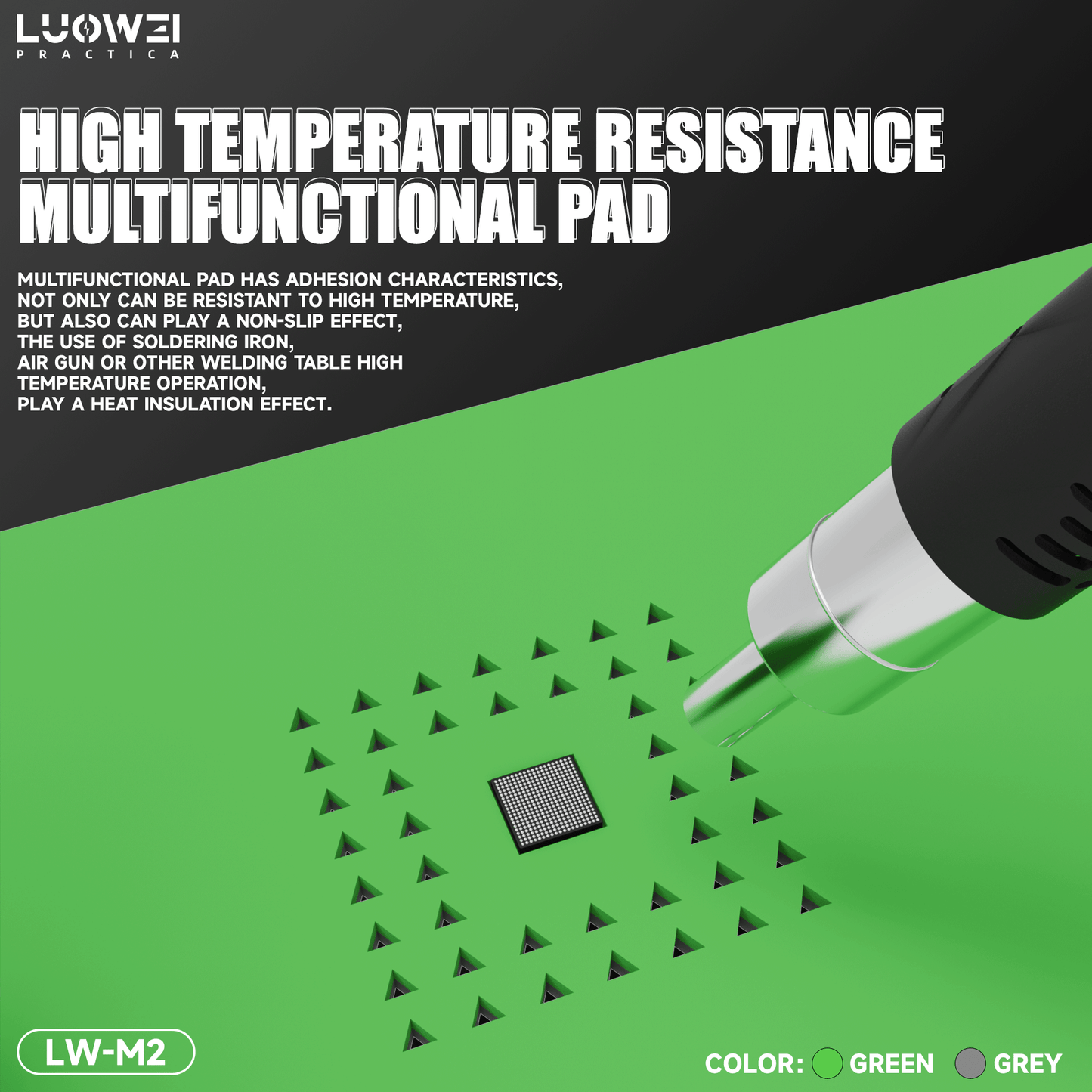 LUOWEI TAPETE DE TRABAJO 450MM x 206MM RESISTENTE A ALTAS TEMPERATURAS VERDE