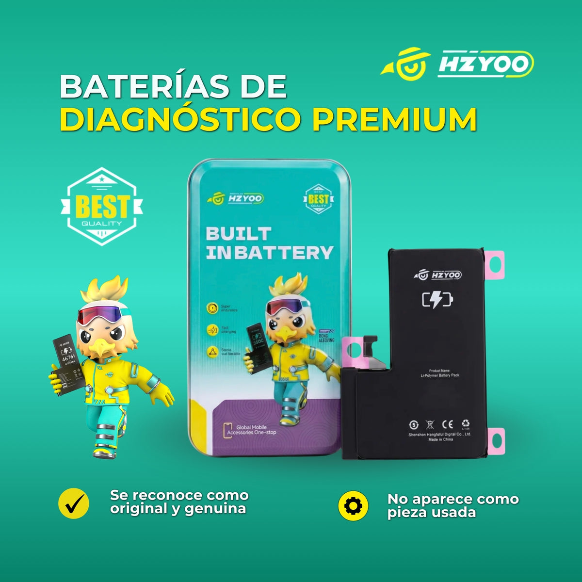 HZYOO BATERIA IPHONE SERIES 12 A 15 PRO MAX DE DIAGNOSTICO AUTOPROGRAMABLE PREMIUM