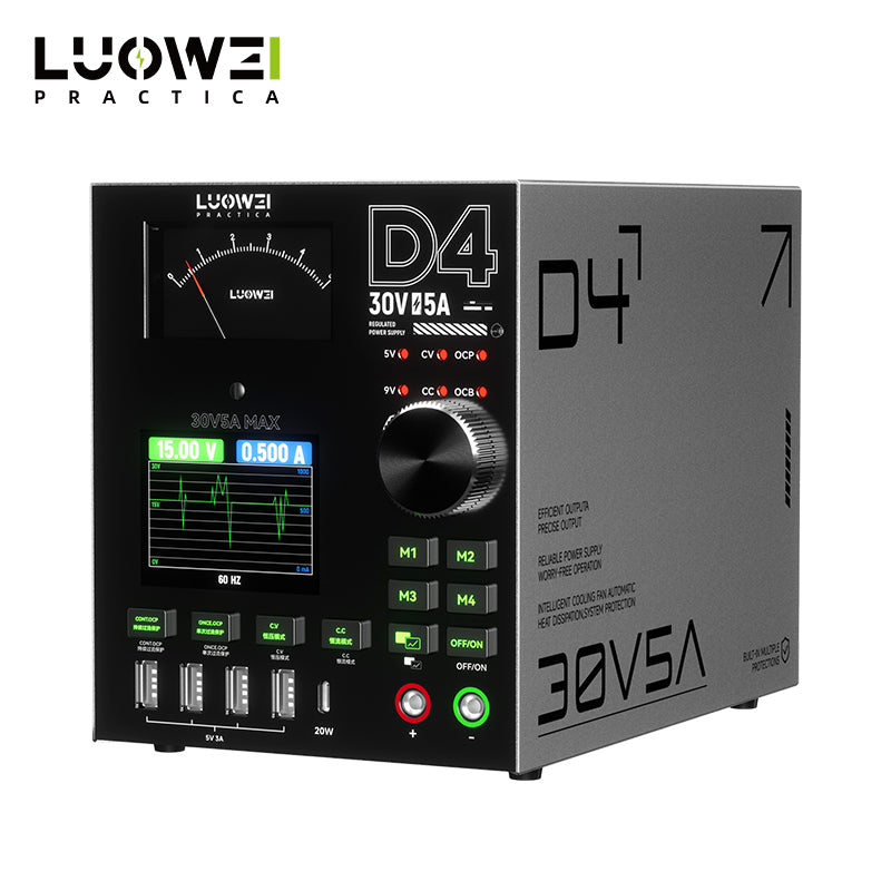 LUOWEI FUENTE DE ALIMENTACION AMPERIMETRO Y MULTIPUERTO D4, 150W 30V5A