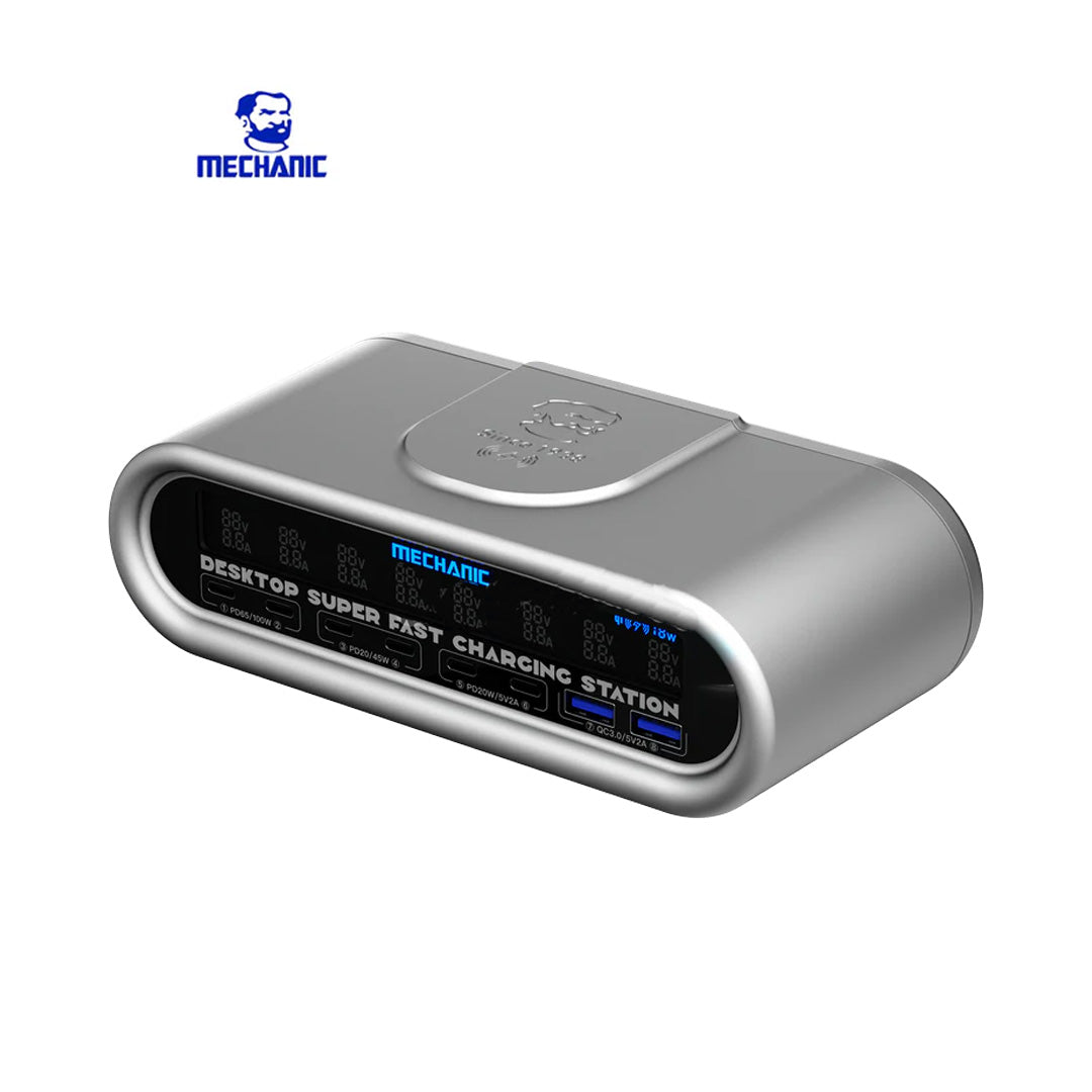 MECHANIC MULTIPUERTO E POWER MAX 8 PUERTOS TIPO C , 1 CARGA INALAMBRICA 240W , 100W , 45W , 25W