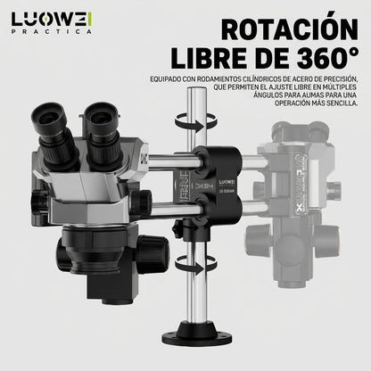 LUOWEI MICROSCOPIO TRINOCULAR TR01 7050X CON SOPORTE GK04 (INCLUYE ANILLO DE LUZ LS03)