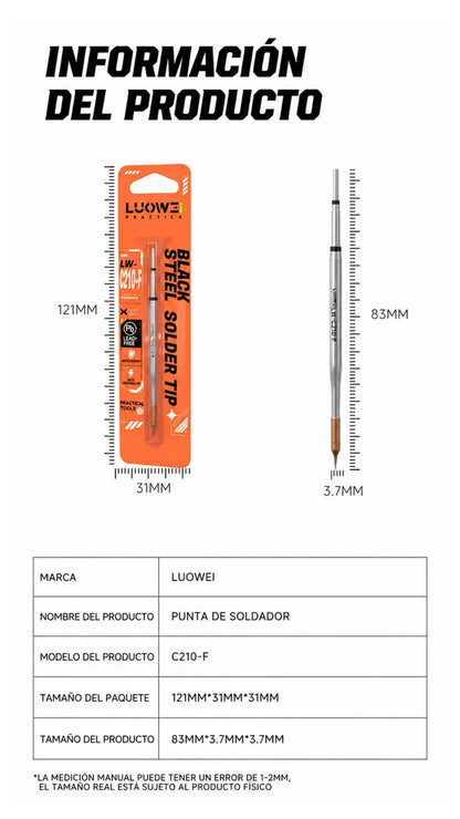 LUOWEI PUNTA RECTA ANTIOXIDANTE PARA CAUTIN LW-C210-F