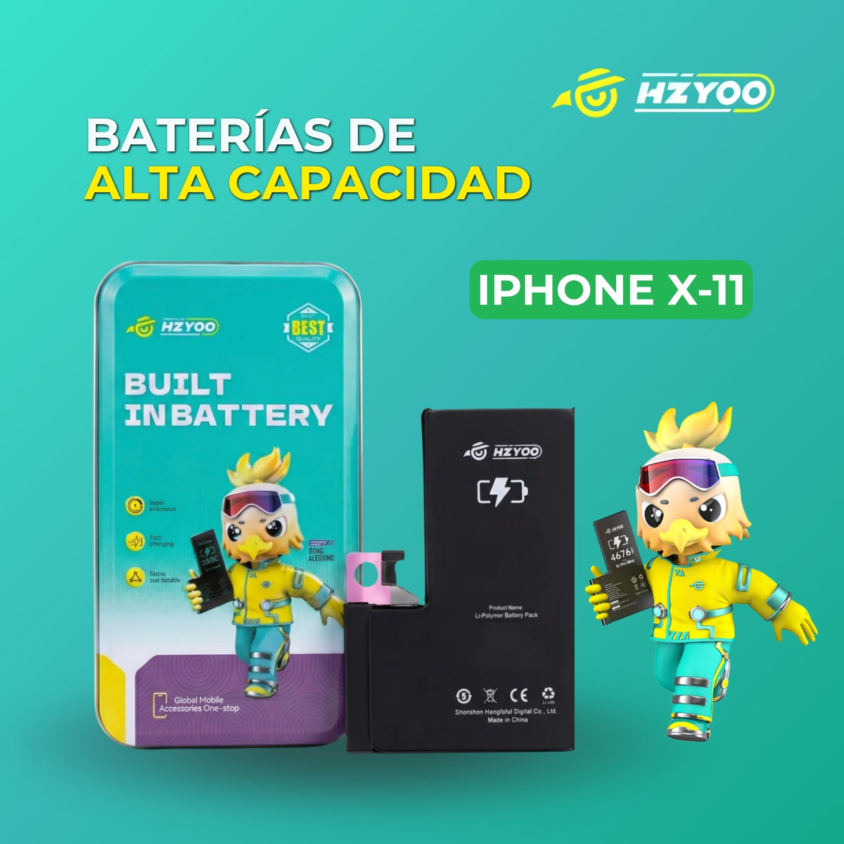HZYOO BATERIA IPHONE X-11 DE ALTA CAPACIDAD