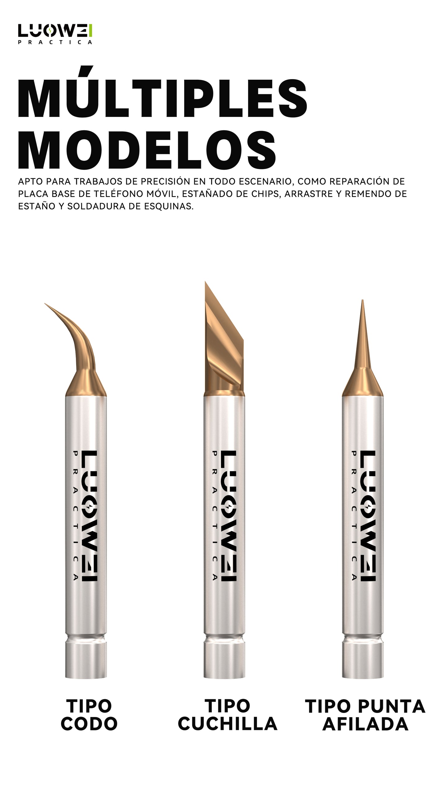 LUOWEI KIT DE PUNTAS REEMPLAZABLES C210 CURVA 0.1MM (10PZAS)