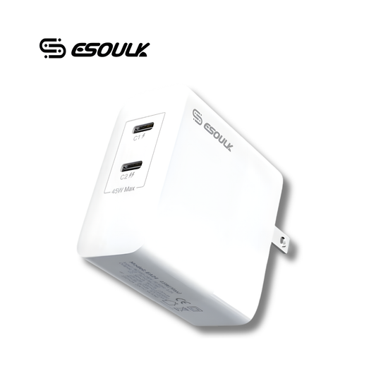 ESOULK CARGADOR DE PARED 45W CON 2 SALIDAS TIPO C SIN CABLE