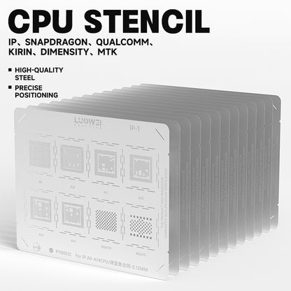 LUOWEI JUEGO STENCIL PARA CPU (13pzas) - MTK - iPhone A9-A18 Pro - HiU - SD