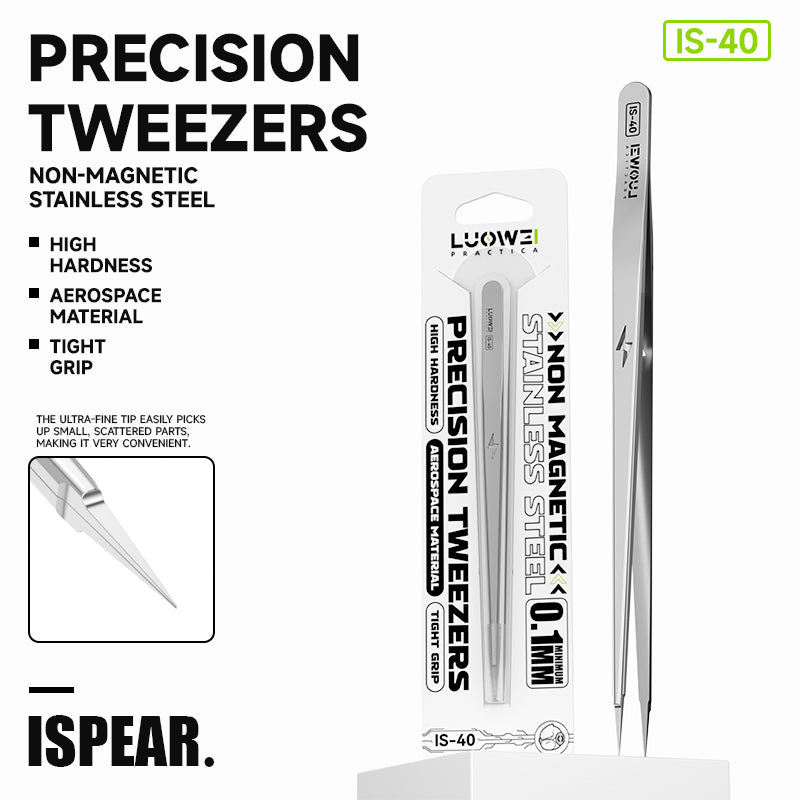 LUOWEI PINZAS DE ACERO INOXIDABLE NO MAGNETICAS PUNTA RECTA IS-40