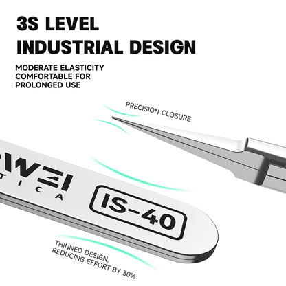 LUOWEI PINZAS DE ACERO INOXIDABLE NO MAGNETICAS PUNTA RECTA IS-40