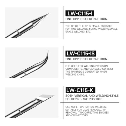 LUOWEI PUNTAS PARA CAUTIN LW-C115 (RECTA, RECTA CORTA Y BISELADA)