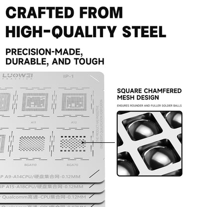 LUOWEI JUEGO STENCIL PARA CPU (13pzas) - MTK - iPhone A9-A18 Pro - HiU - SD