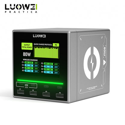 LUOWEI MULTIPUERTO RAPTOR 80W, 4 ENTRADAS TIPO C, 4 USB LW-U1 MINI