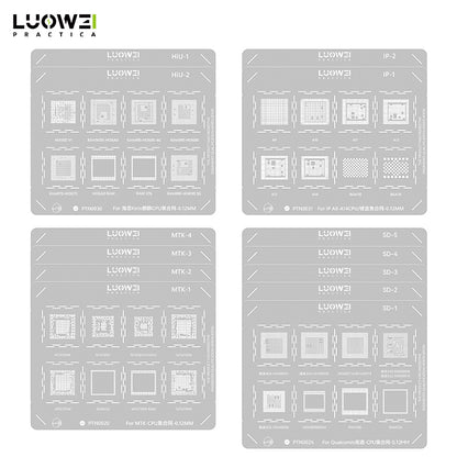 LUOWEI JUEGO STENCIL PARA CPU (13pzas) - MTK - iPhone A9-A18 Pro - HiU - SD