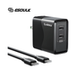 ESOULK CARGADOR DE PARED  65W, CON 2 CABLES 1.8m Y 1.2m NEGRO
