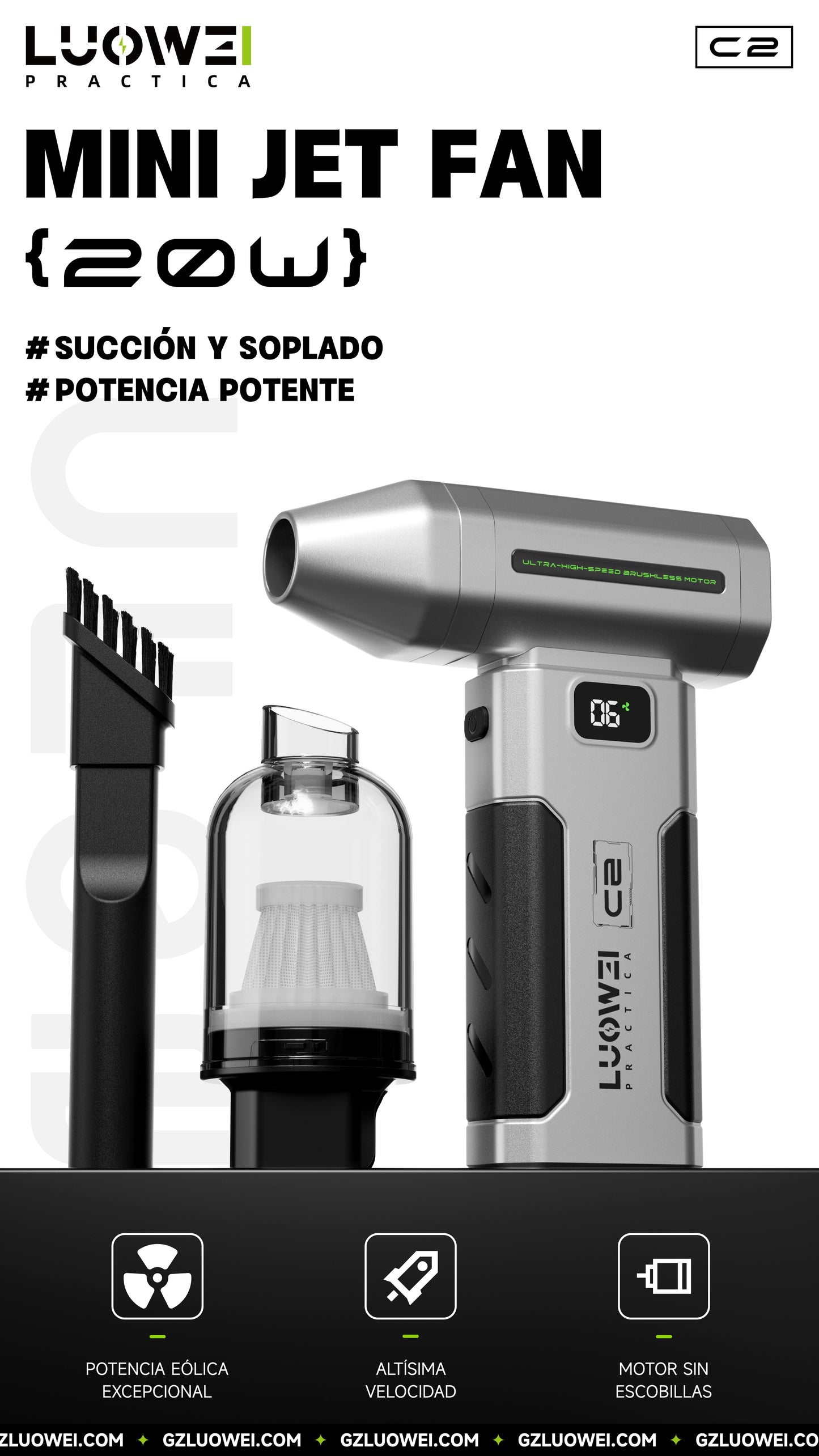 LUOWEI PISTOLA DE AIRE MINI JET FAN C2 20W