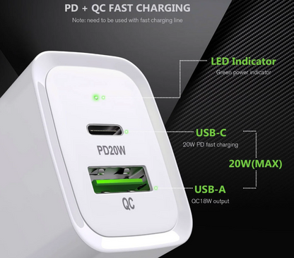 ESOULK CARGADOR DE PARED CARGA RAPIDA 20W BLANCO