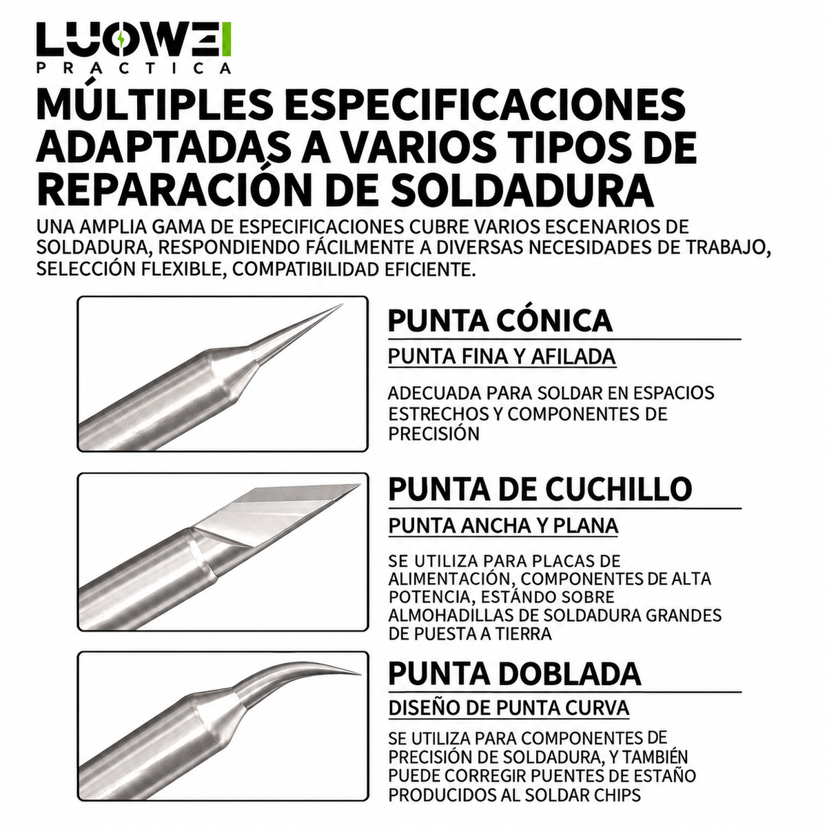 LUOWEI PUNTA PARA CAUTIN 3 EN 1 I / J / K C210 LW-210-3S