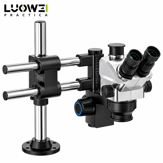 LUOWEI MICROSCOPIO TRINOCULAR TR01 7050X CON SOPORTE GK04 (INCLUYE ANILLO DE LUZ LS03)